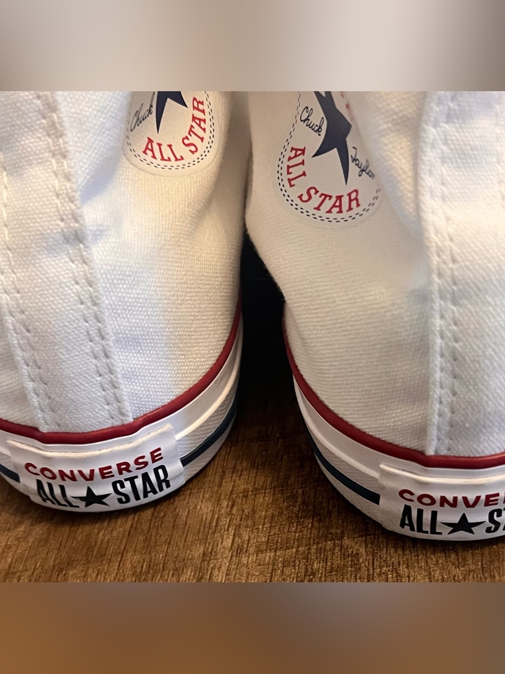 Converse White High-Top Sneakers with Red Stripe-UNISEX- Men’s 7.5, Womans 9.5 - Picture 3 of 6